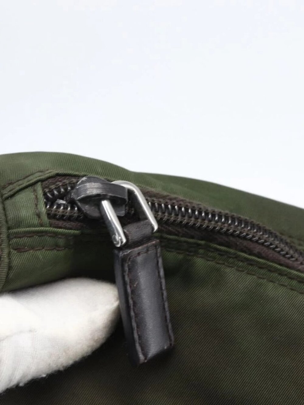 PRADA Shoulder Bag Nylon Khaki Silver Auth mr2000 - Picture 9 of 15